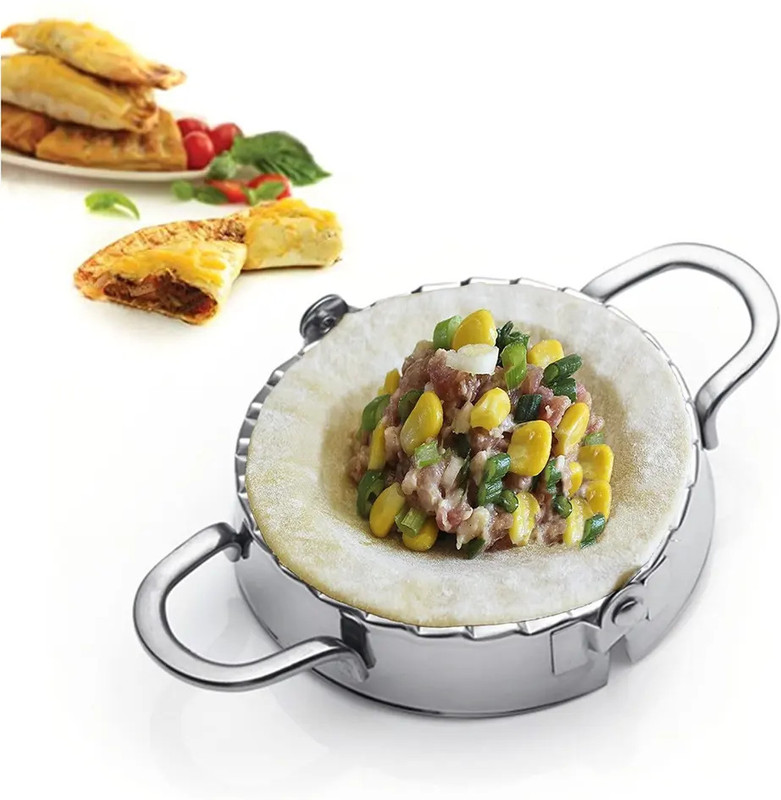 Bluwings Dumpling Press(Stainless Steel Gujiya Ghughra Dough Press Momos Maker Mold Wrapper Dough Cutter)