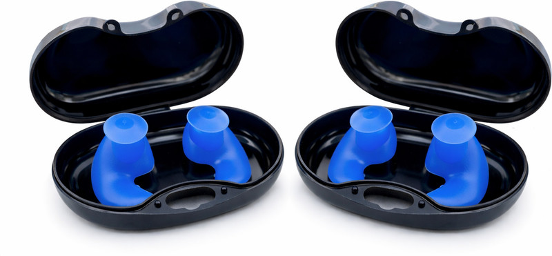 ANSHAURA 2 Pair Soft Fit Blue Silicone Ear Plugs Noise Reduction Travel Case Ear Plug(Multicolor)