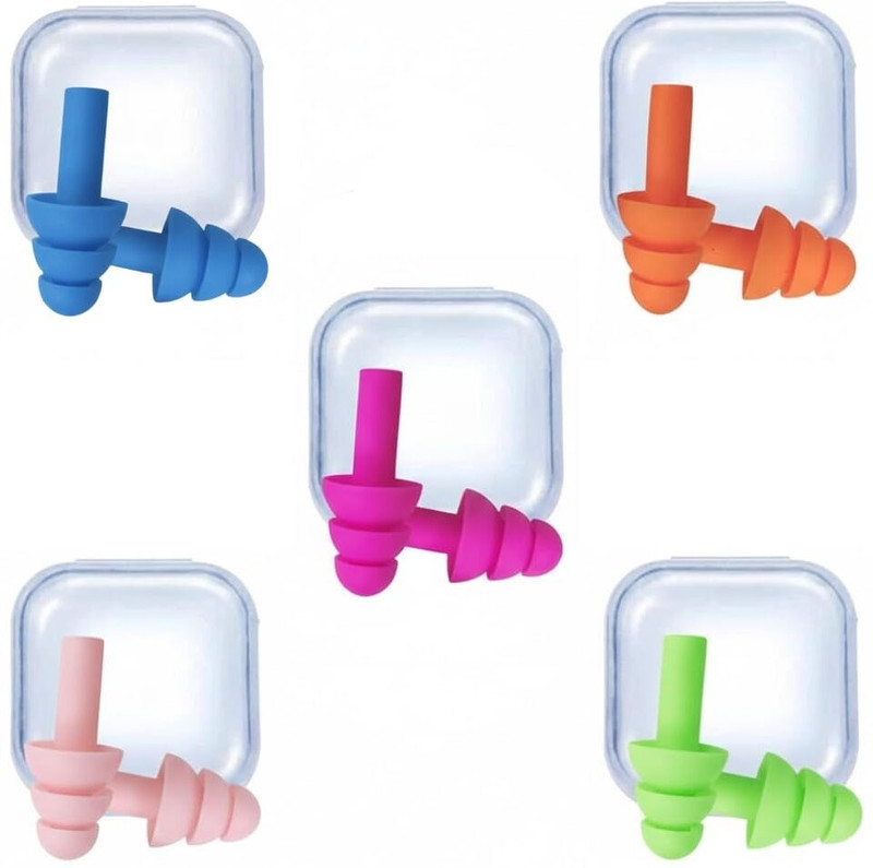 Eltihr 5 Pair Ear Plugs for Sleeping Noise Cancelling,Reusable Silicone Sound Blocking Ear Plug & Nose Clip(Multicolor)