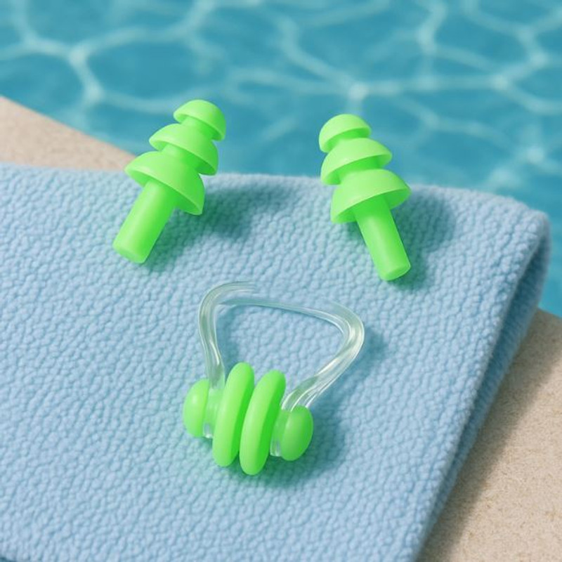 DreamPalace India Ear Plugs Swimming Earplug Nose Clip Set Ear Plug & Nose Clip(Green)