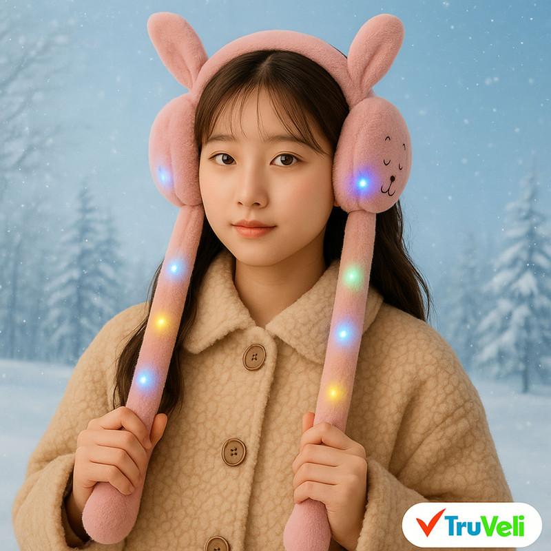 Truveli Cute jumping rabbit earmuffs With LED Lights For Winter Wear Ear Muff(Pack of 1)