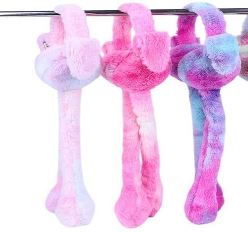 SHOPOGENIX Pink Plush Rabbit Headband – Cute Bunny Ear Tie for Girls,Cute Long Ear Scarf Ear Muff(Pack of 1)