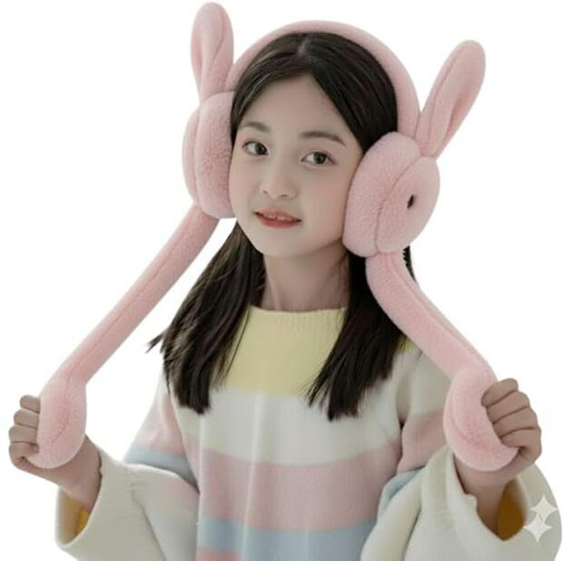 Omsurajiya Cute jumping rabbit ear muffs for women girls ( 7 years & above) Moving Ear Muff Ear Muff(Pack of 1)