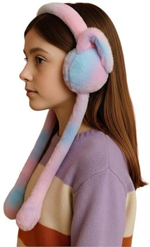 KidVibe Pink Funny Moving Ears Air Pump Earmuff for Girls/Women Winter Cute Furr Design Ear Muff(Pack of 1)