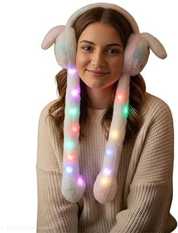 Tdg Bunny Ear Cap, Moving ear Bunny Earmuffs with LED Ear Muff(Pack of 1)