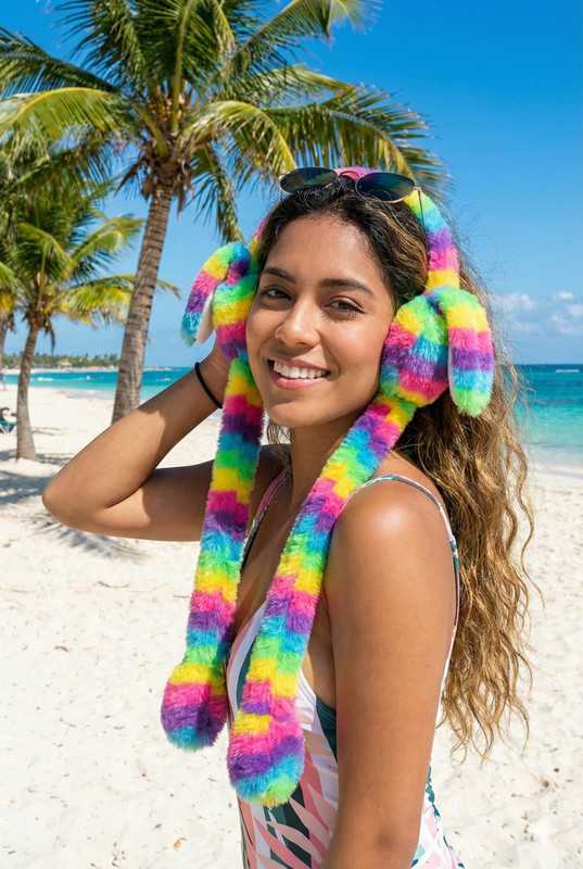 shree Asha enterprises Rainbow Plush Bunny Earmuffs with Moving Ears Ear Muff(Pack of 1)