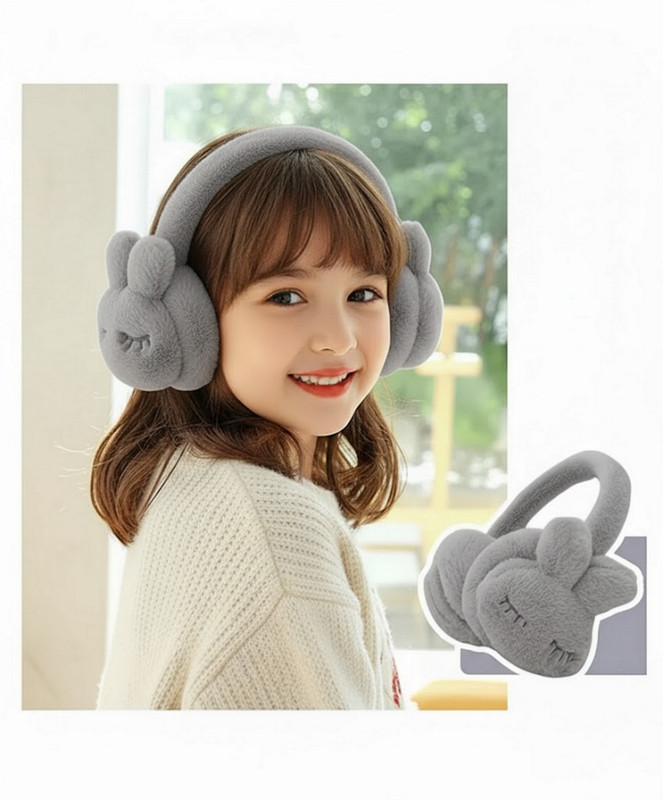 INFISPACE Girls' Winter Plush Earmuffs | Fluffy Faux Fur Kitty Ear Warmers | Fun & Comfy D Ear Muff(Pack of 1)