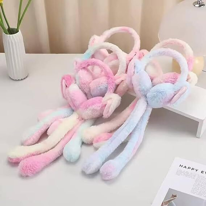 Bhavnath Kids Winter Bunny Ear Muffs with Long Plush Straps Ear Muff(Pack of 1)