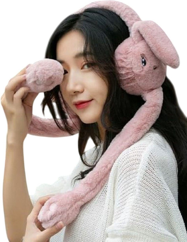 ogimi - ohh Give me Girls Bunny Ear Moving Earmuffs |Soft Furry Noise-Blocking Ear Warmers Ear Muff(Pack of 1)