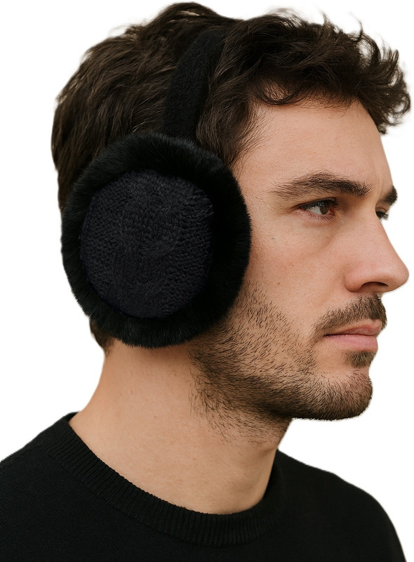 AlexVyan Black Winter Knitted Woolen Ear Muffs Ear Warmers Warm Earmuffs Soft Extra Fur Ear Muff(Pack of 1)