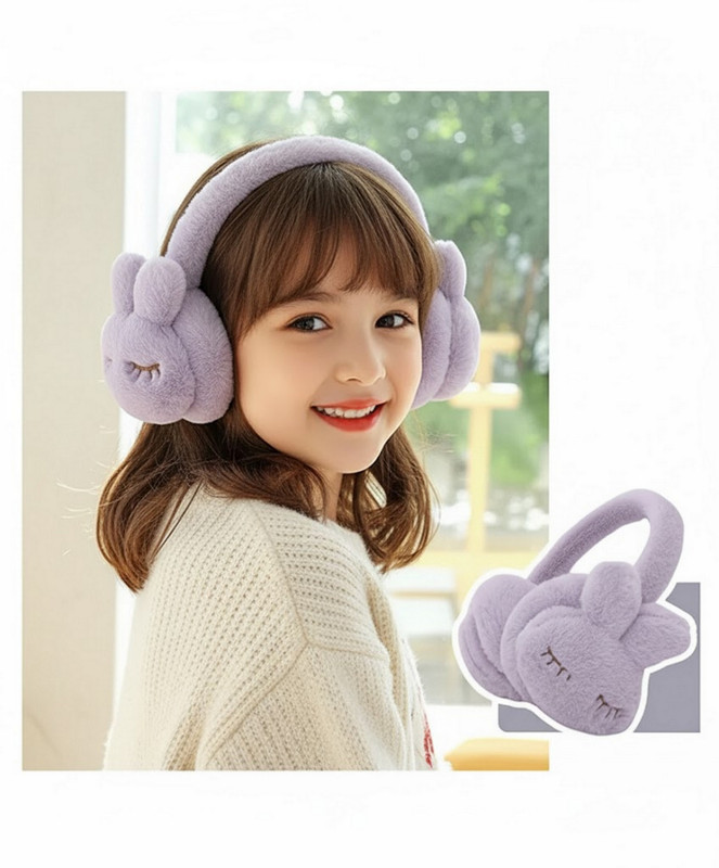 INFISPACE Girls' Winter Plush Earmuffs | Fluffy Faux Fur Kitty Ear Warmers | Fun & Comfy D Ear Muff(Pack of 1)