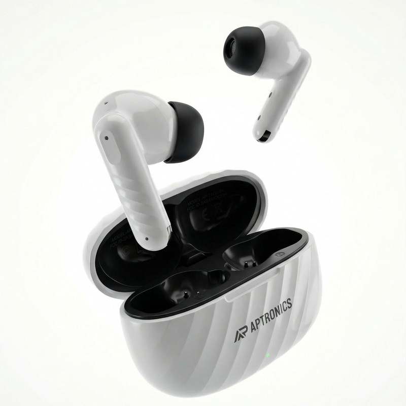 Aptronics Cool Buds TWS Bluetooth 5.4 Earbuds, 30H Playtime (White) Earphone Cable Organizer