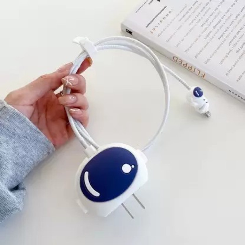 KRISHNA iPhone Cute Silicone Charger Case Cover 18-20W 360 Degree Full Protection Earphone Cable Organizer