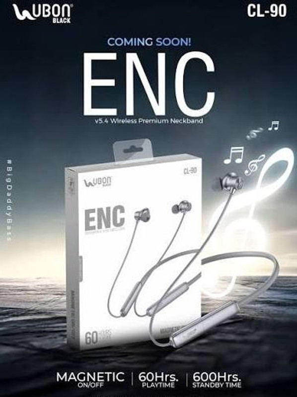 UBONs UBONn CL-90 Wireless Neckband: Power, Style, & Performance 60 Hrs Playback Time Earphone Cable Organizer