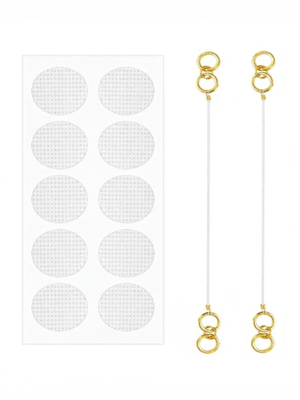 ARISTAL Jewellery Invisible Transparent Kaan Chain And Ear Patch Support for Earlobe Brass Ear Thread