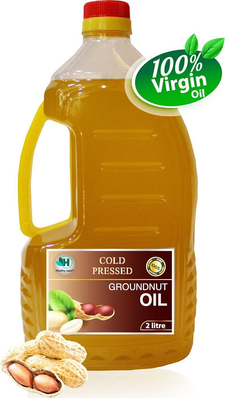 Healthy Roots 2L Cold Pressed Groundnut Oil (Ghani) - 2 Litre Wood Pressed Oil Groundnut Oil PET Bottle(2 L)