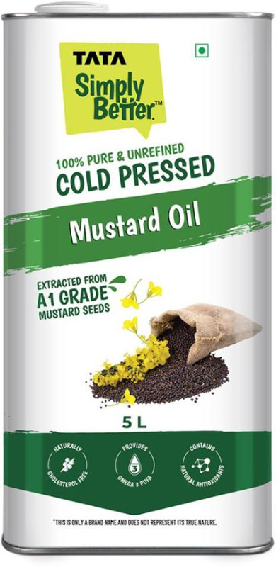 Tata Simply Better Cold Pressed, Pure and Unrefined Mustard Oil Tin(5 L)