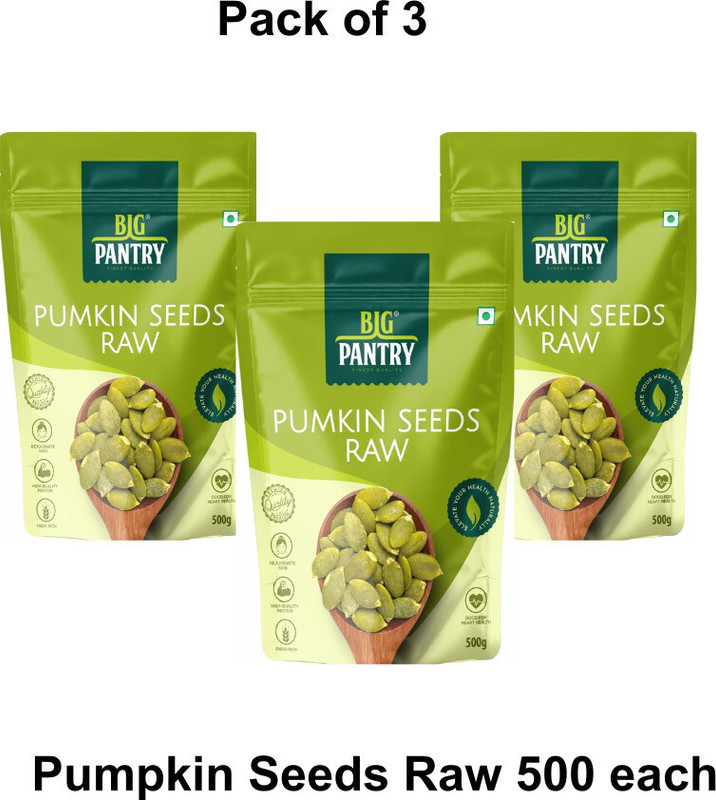 BIG PANTRY Premium Raw Pumpkin Seeds | Rich in Dietary Fibre | High Quality Protein Pumpkin Seeds(3 x 500 g)