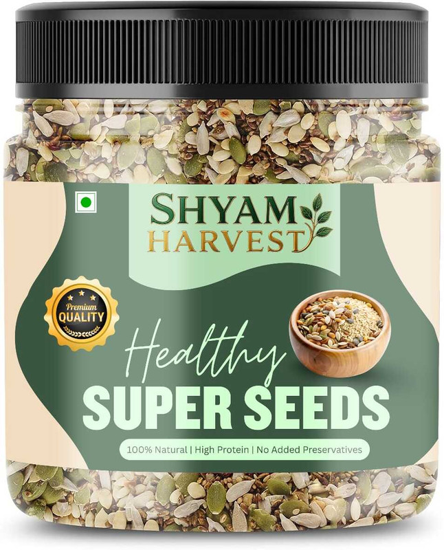 SHYAM HARVEST Mix seeds Basil Seeds, Black Cumin Seeds, Black Chia Seeds, Alphalpha Seeds, Brown Flax Seeds, Brown Chia Seeds, Breadfruit Seeds, Chia Seeds, Cumin Seeds, Cucumber Seeds(500 g)