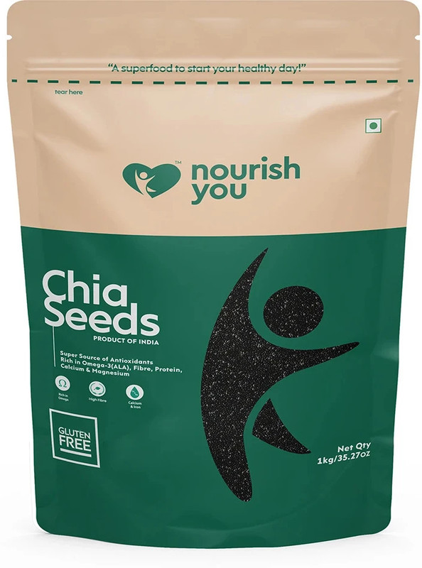 Nourish You Raw Chia Seeds with Omega 3,Calcium Rich, Zinc and Fiber for Weight Loss Black Chia Seeds(1 kg)