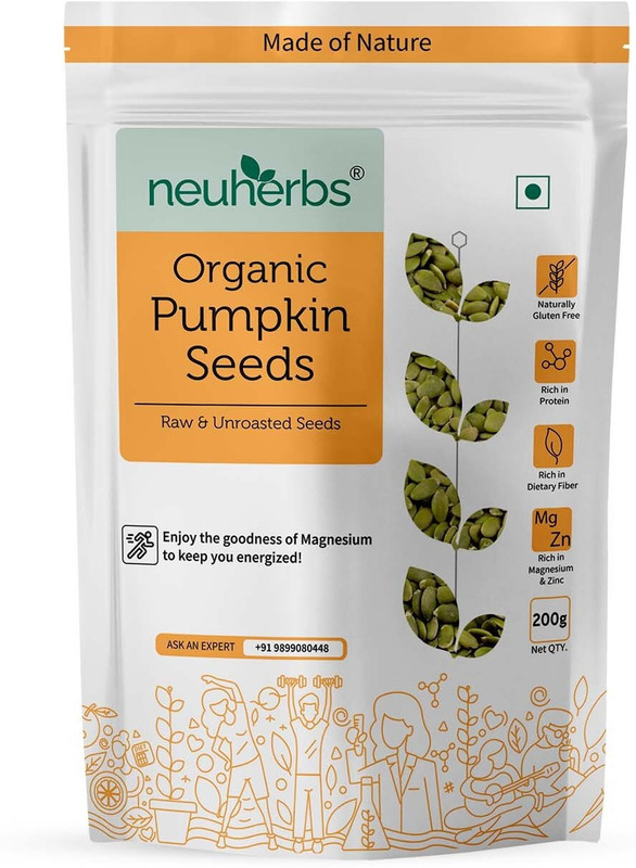 Neuherbs Raw Pumpkin Seeds – Protein and Fiber Rich Superfood, 200 g Pumpkin Seeds