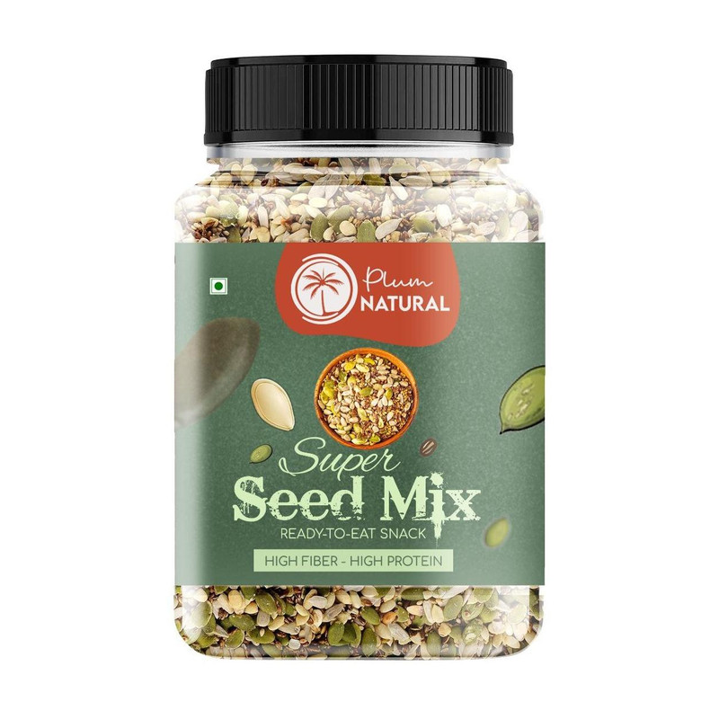 Plum Natural Premium 7 in 1 Roasted seeds mix Immunity Booster weight loss Healthy snacks Chia Seeds, Sunflower Seeds, Pumpkin Seeds, Watermelon Seeds, Brown Flax Seeds, Sesame Seeds, Sweet Basil Seeds(1 kg)