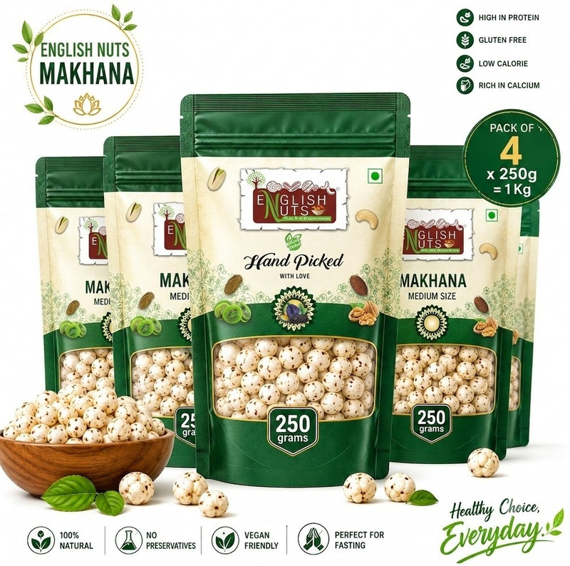 ENGLISH NUTS HANDPICKED MAKHANA 1KG Makhana(4 x 250 g)