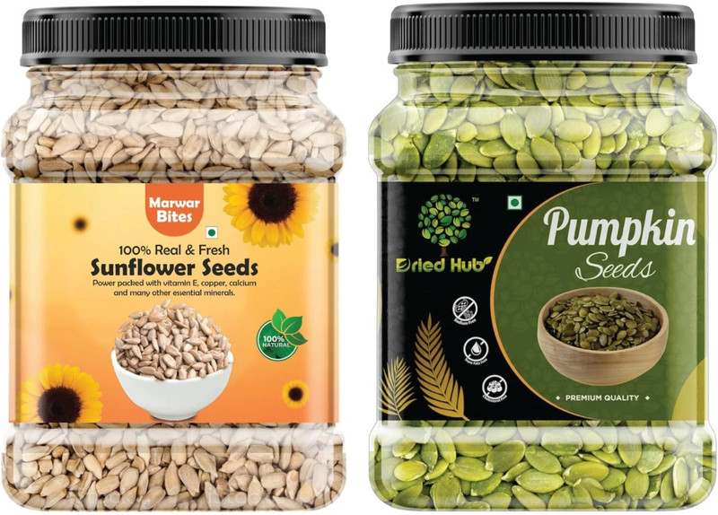 Marwar Bites Pumpkin & Sunflower Seeds Combo | Healthy Snack | Rich in Zinc & Protein Pumpkin Seeds, Sunflower Seeds(2 x 250 g)