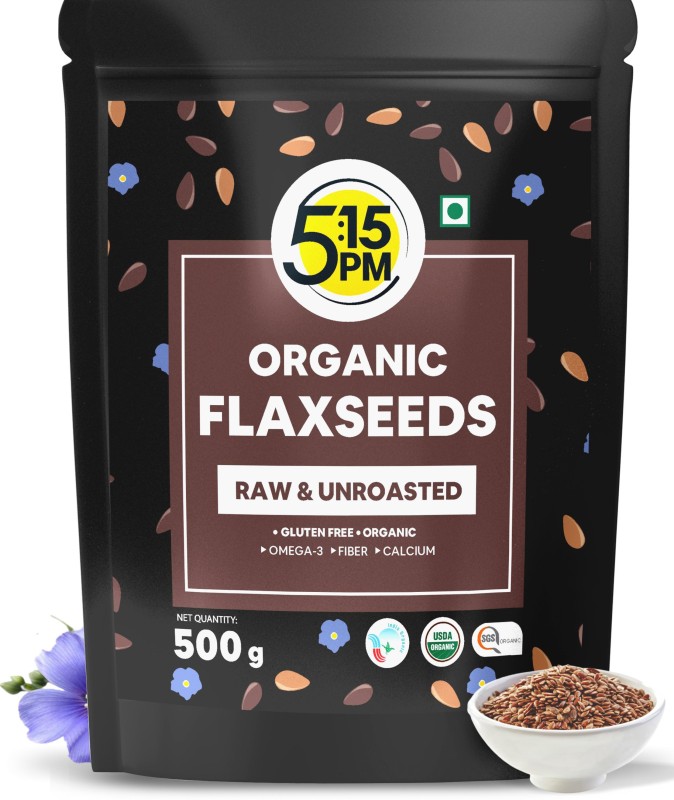 5:15PM 100% Certified Organic Flaxseeds – Raw & Unroasted Flax Seeds for Eating Brown Flax Seeds