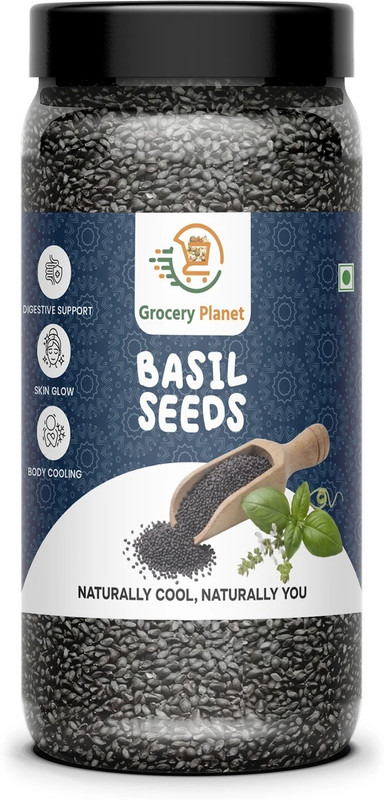 Grocery Planet Basil Seeds, Tukmaria Seeds, Falooda Seeds, Sabja Seed(200 g)