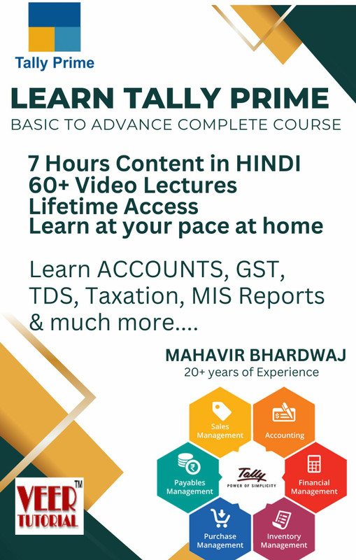 veertutorial Learn Tally Prime with GST Basic to Advance in Hindi 7 Hours Content(DVD)