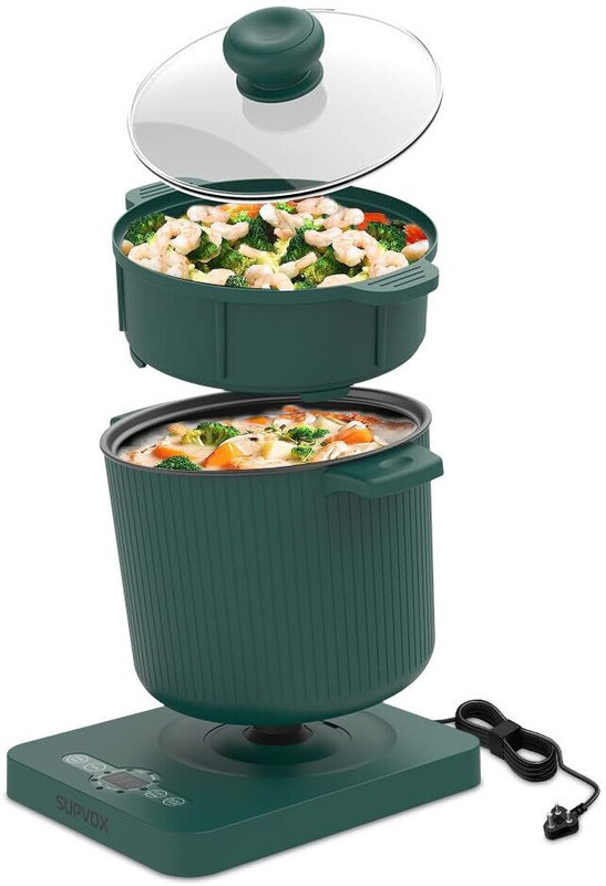 ELEPHANTBOAT Multifunctional Electric Cooking Pot 8 Menus Electric Cooking Pot Radiant Cooker 8 Menus Egg Cooker(Green, 6 Eggs)