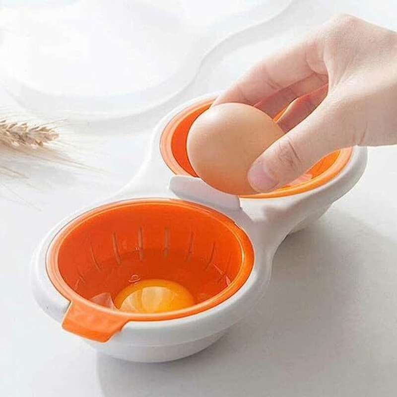 EBOFAB Microwave Egg Poacher Double Cup Dual Cave Egg Cooker Egg Poaching Cups Silicone Microwave Steamer Kitchen Gadget Egg Cooker(Multicolor, 2 Eggs)