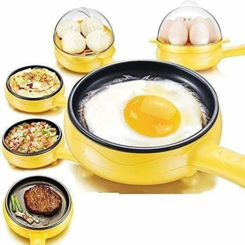QueryZen Multi Egg Frying Pan Electric Frying Breakfast Machine with Handle 2 in 1 Single Layer Egg Boiler Steamer Cooker With Handle and Capacity of 7 Eggs Egg Cooker(7 Eggs)