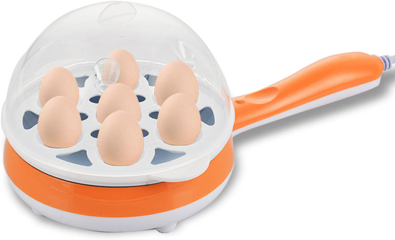 Alpyog 2 in 1 Sigle Layer Egg Omelet Boiler Automatic Shut Off Electric Boiler Steamer Non Stick Frying Pan - ORANGE Egg Cooker(Orange, 7 Eggs)