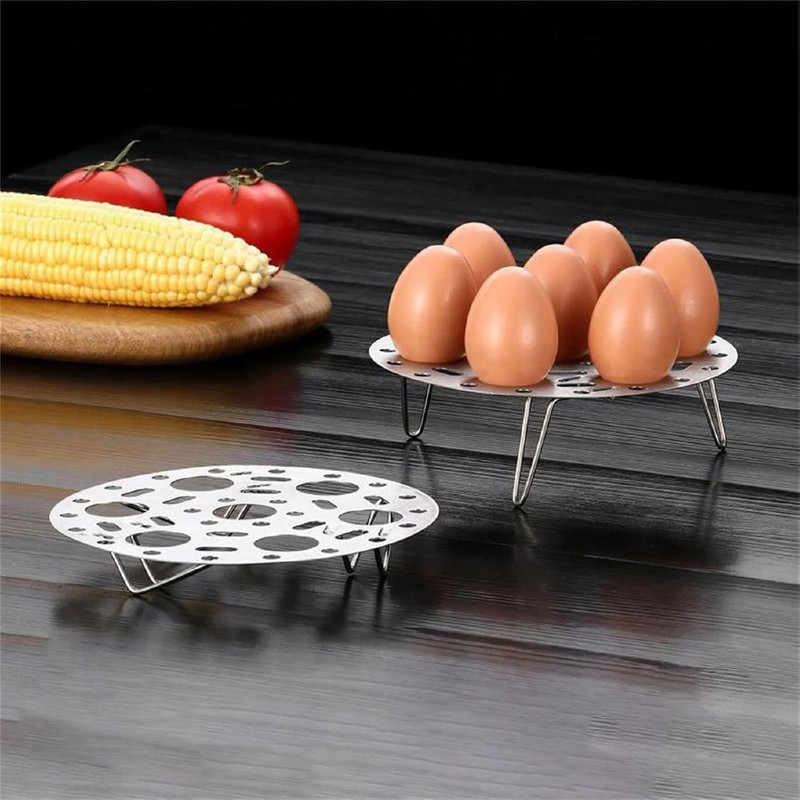 Sanskar Egg Steamer Rack Multipurpose Heatproof Stackable 7 Holes Stand Egg Steamer Rack Multipurpose Heatproof Stackable 7 Holes Stand Egg Cooker(Silver, 7 Eggs)