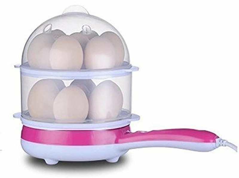 Rexmon Multifunction 2 in 1 Electric Two Layer Egg Boiler Steamer Omelette Non-Stick Frying Pan 14 Boiled Eggs RM066 Egg Cooker(Orange, White, 14 Eggs)