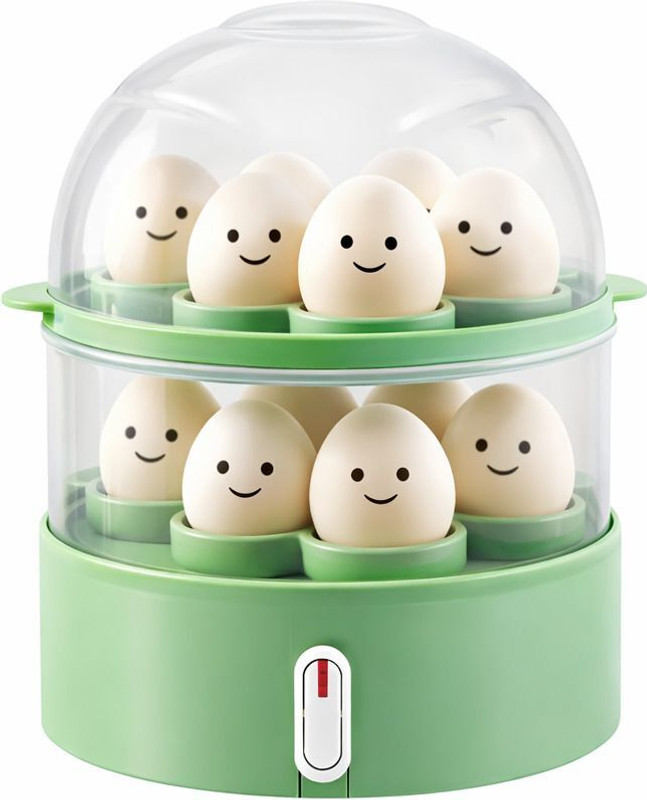 Onshoppy One Button Operation | Electric 2 Layer Egg Boiler & Food Steamer | Fast Heating | Easy Operation Egg Cooker(Green, 14 Eggs)