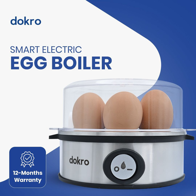 dokro Electric Egg Boiler, 360-Watt | Boils up to 7 Eggs | 3 Boiling Modes | Stainless Steel Egg Cooker(Silver, 7 Eggs)