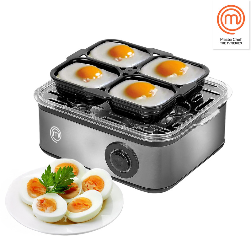 MasterChef Egg Boiler And Poacher Egg Cooker(Silver, Black, 8 Eggs)