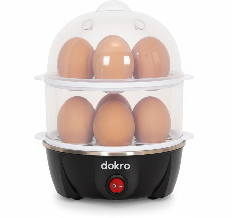 dokro Electric Double Layer Egg Boiler, 3 Boiling Modes, Auto Shut-off, Made in India Egg Cooker(Black, 14 Eggs)