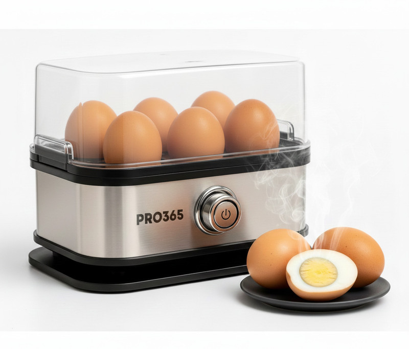 PRO365 Egg Boiler with Stainless Steel Body | 6 Eggs | 3 Modes |Auto-Off |Dry Burn Safe Egg Cooker(Black, 6 Eggs)
