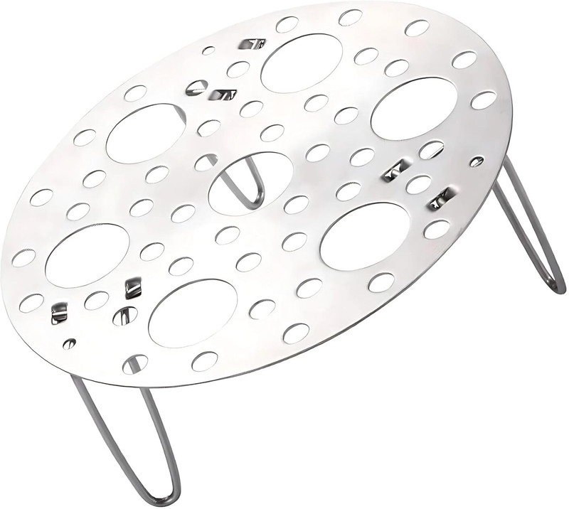 KARTAHARTA 2 pcs Stainless Steel Round Egg Steamer Rack Heatproof Stackable 7 Holes 98 Egg Cooker(Silver, 7 Eggs)