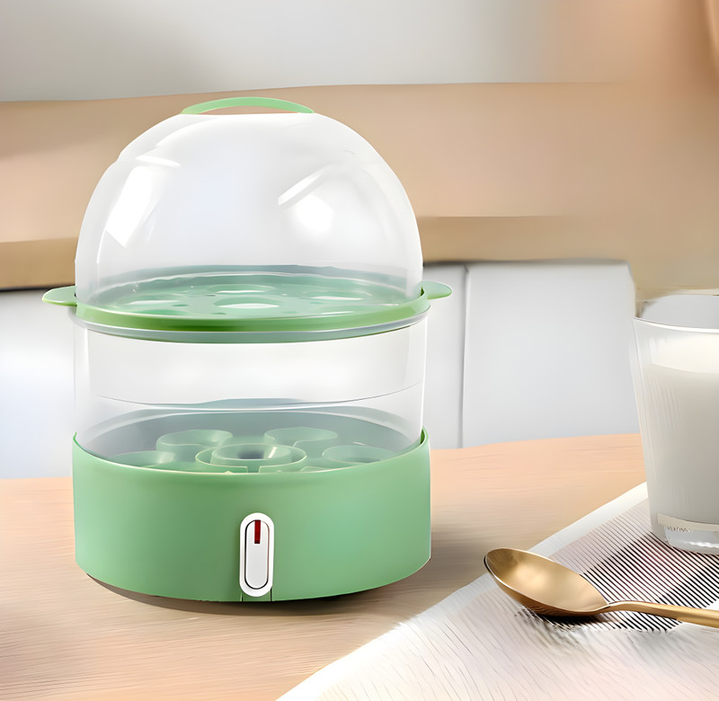 GETHOME 2 layer Egg Boiler Fast to Heat 150W Electric Cooker/ Poacher/Steamer with Egg Tray & Measuring Cup Egg Cooker(Green, 14 Eggs)