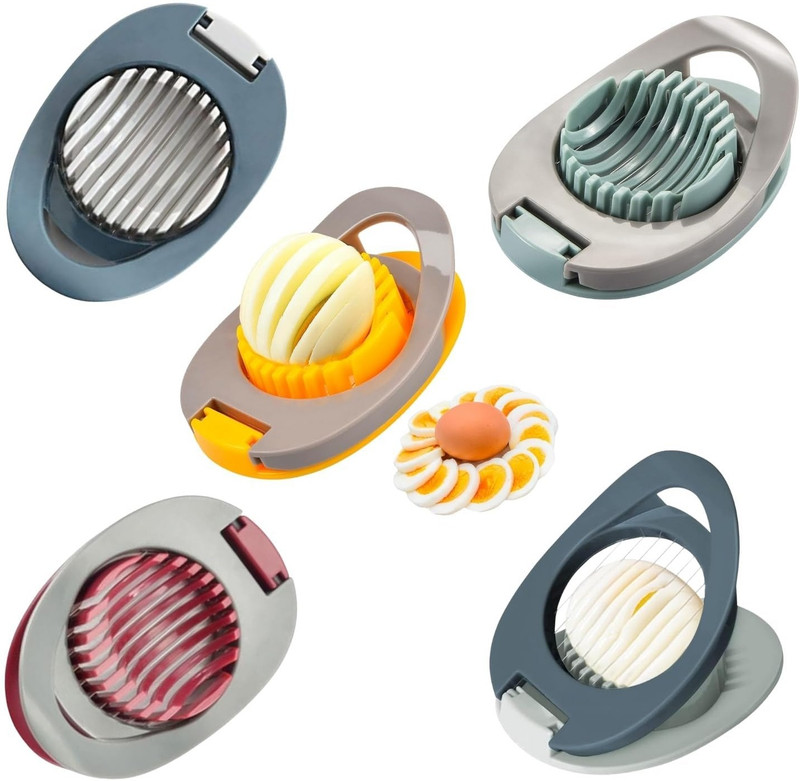 PDIPASY 3-in-1 Egg Slicer Cutter Portable Boiled Egg Chopper Plastic Egg Separator Set(Multicolor, Pack of 1)