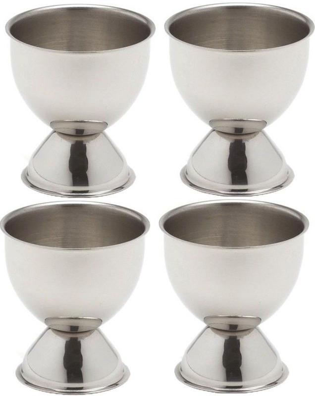 Dynore Egg Holder Cups for Raw and Boiled Eggs Set of 4 Stainless Steel Egg Separator Set(Steel, Pack of 4)