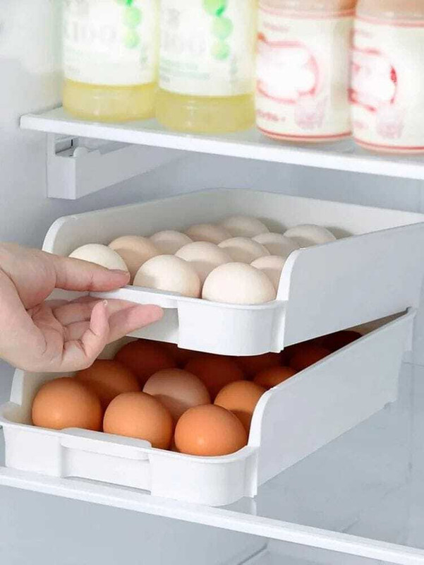 BRIZON “Stackable Egg Storage Tray – 12 Eggs” Plastic Egg Separator Set(White, Pack of 2)