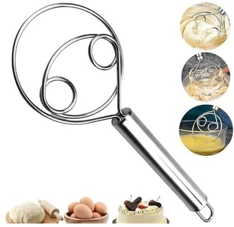 Eopzo Stainless Steel Dough Whisk Manual Bread Whisk Egg Cracker