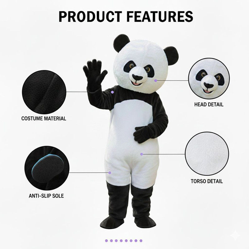 GLOBAL HALLOWEEN MASCOT PANDA-09OI87 Elders Halloween Costume(XL)