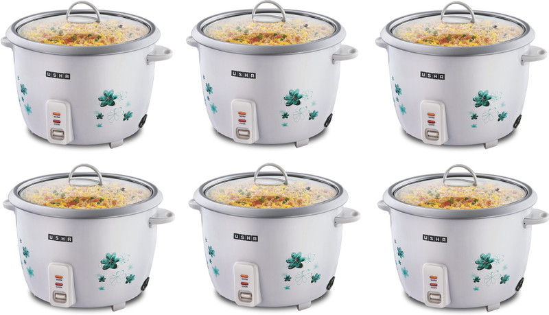 USHA RC28GS1 ( Pack of 2 ) Steamer 1000 Watt Electric Rice Cooker(2.8 L, White, Pack of 2)